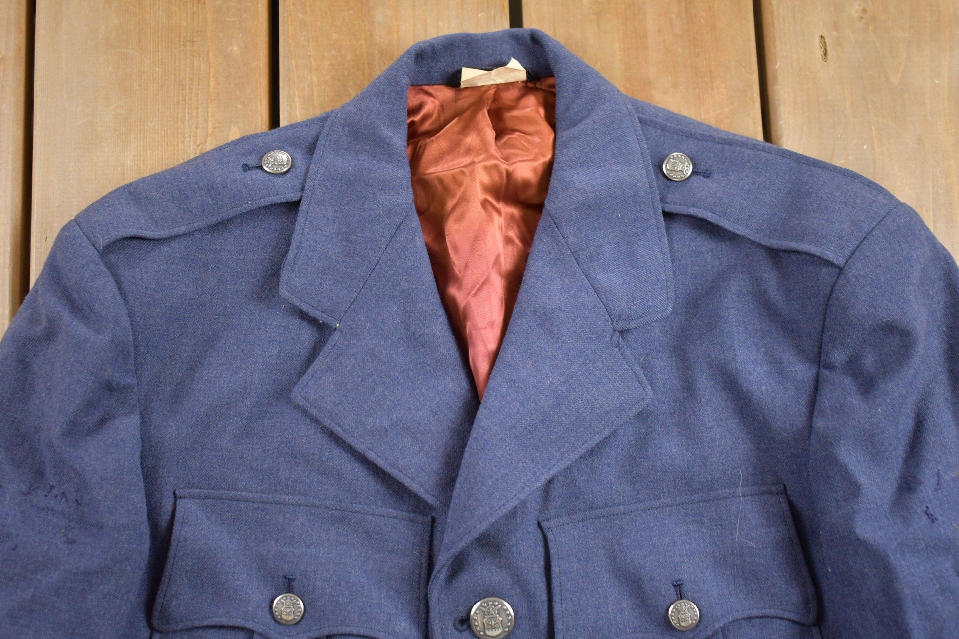 Other Clothing > Gender Neutral Adult Clothing > Jackets & Coats Vintage 1940s WW2 Air Force Button Up Jacket Men's Medium