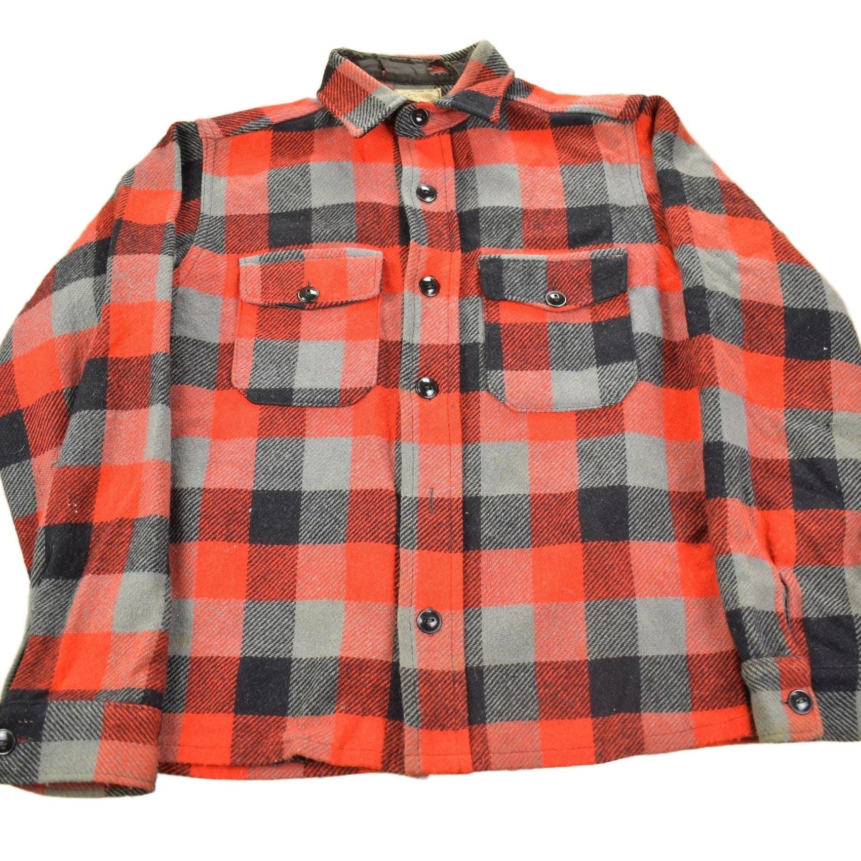 Other Clothing > Gender Neutral Adult Clothing > Jackets & Coats Vintage 1950s Melton Outer-Wear Buffalo Plaid Wool Hunting Jacket Men's Medium