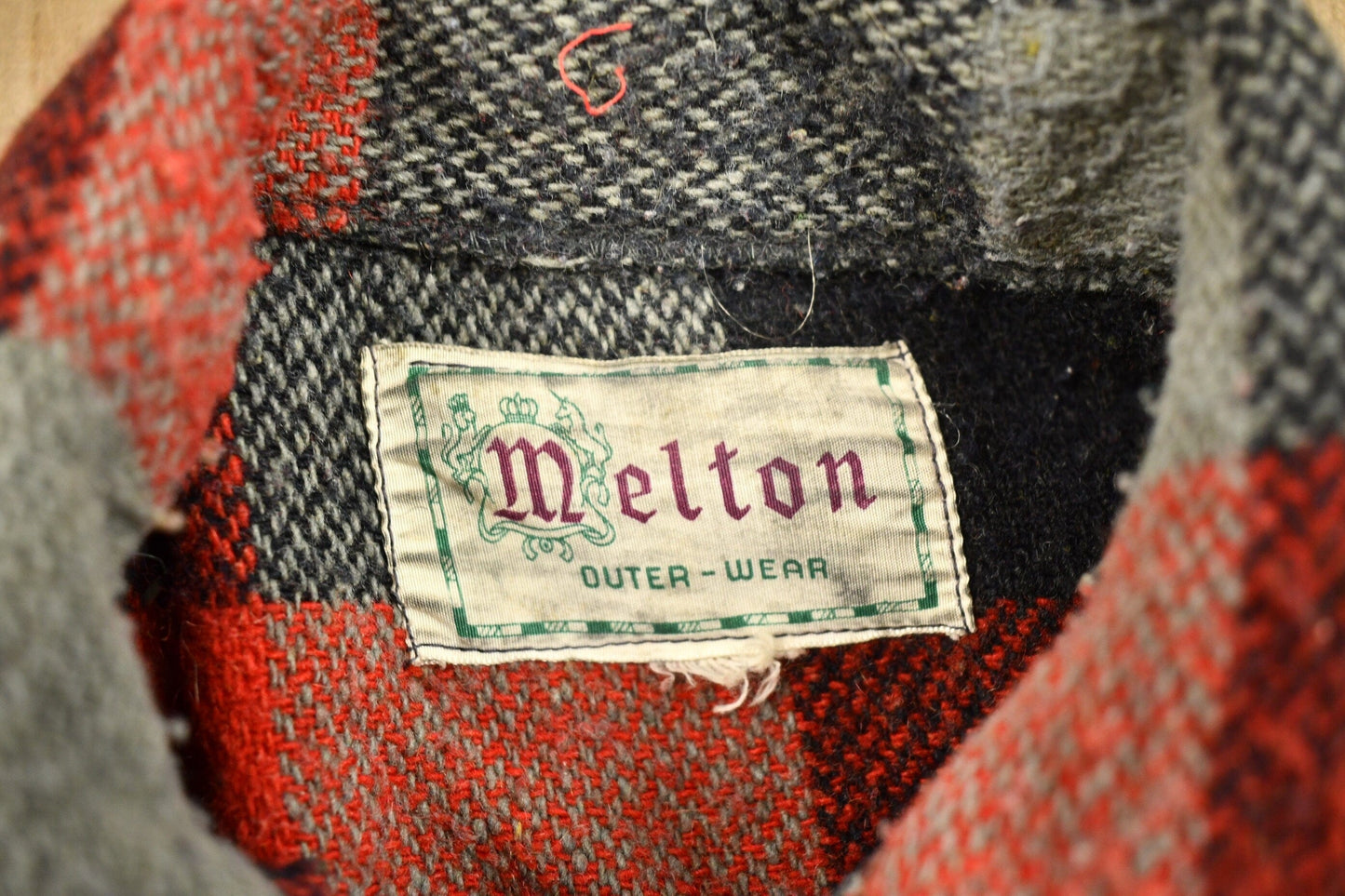 Other Clothing > Gender Neutral Adult Clothing > Jackets & Coats Vintage 1950s Melton Outer-Wear Buffalo Plaid Wool Hunting Jacket Men's Medium