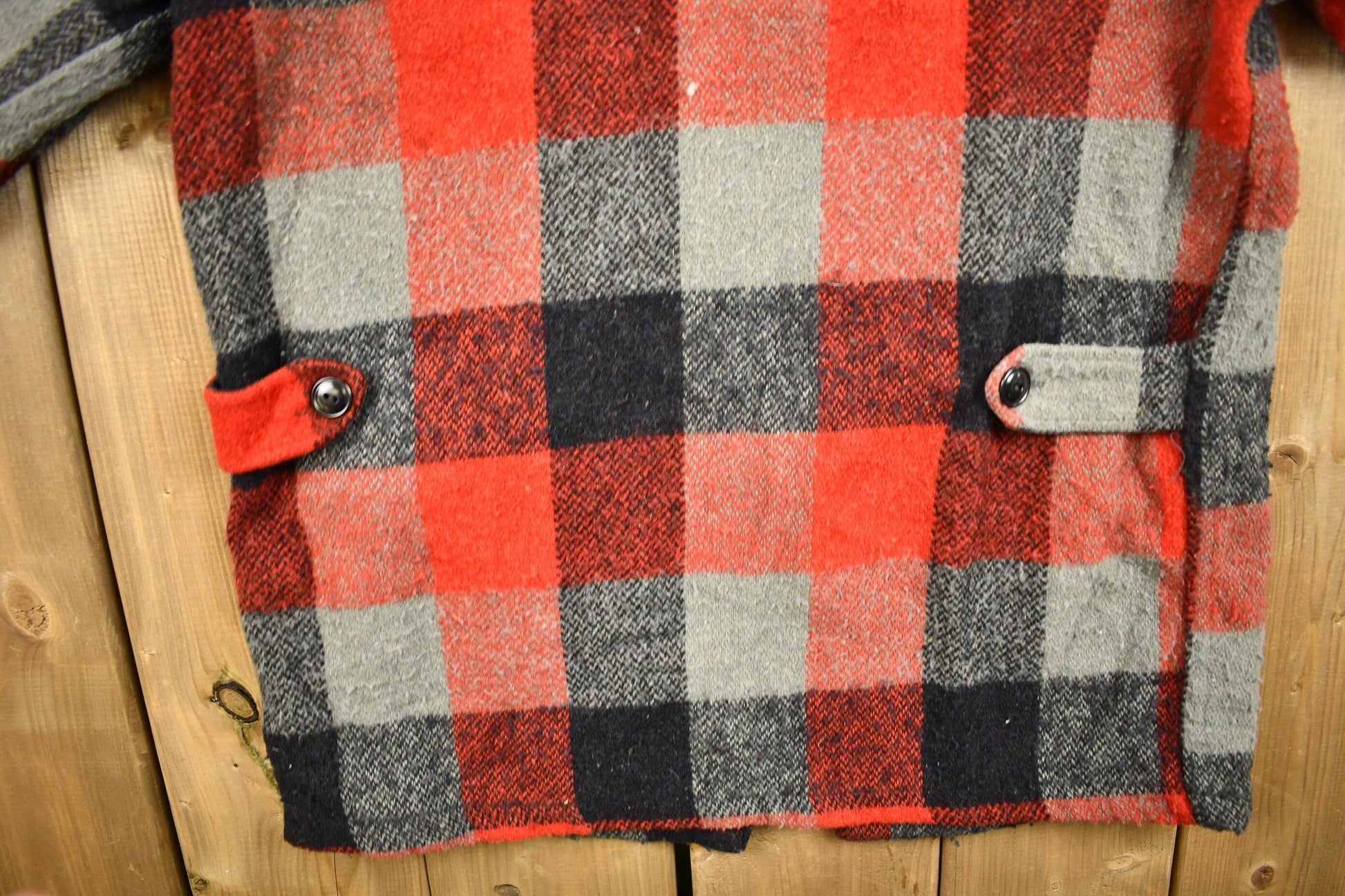 Other Clothing > Gender Neutral Adult Clothing > Jackets & Coats Vintage 1950s Melton Outer-Wear Buffalo Plaid Wool Hunting Jacket Men's Medium