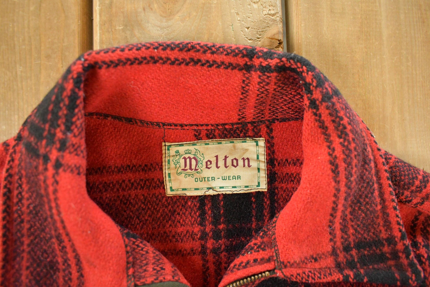 Other Clothing > Gender Neutral Adult Clothing > Jackets & Coats Vintage 1950s Melton Outer-Wear Buffalo Plaid Wool Hunting Jacket Men's XL