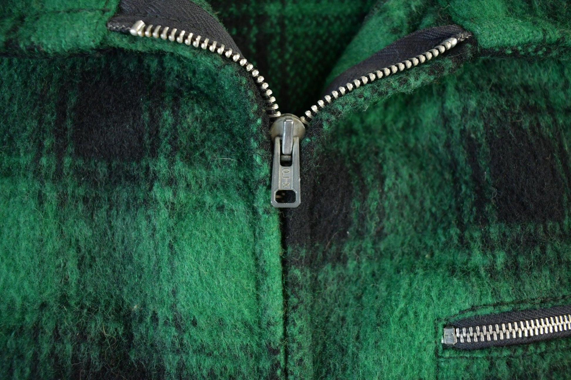 Other Clothing > Gender Neutral Adult Clothing > Jackets & Coats Vintage 1960s 1970s Wool Flannel Zip Up Shirt Jacket Men's XL