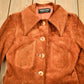Other Clothing > Gender Neutral Adult Clothing > Jackets & Coats Vintage 1960s Burnt Orange Full Length Suede Leather Jacket Men's Small