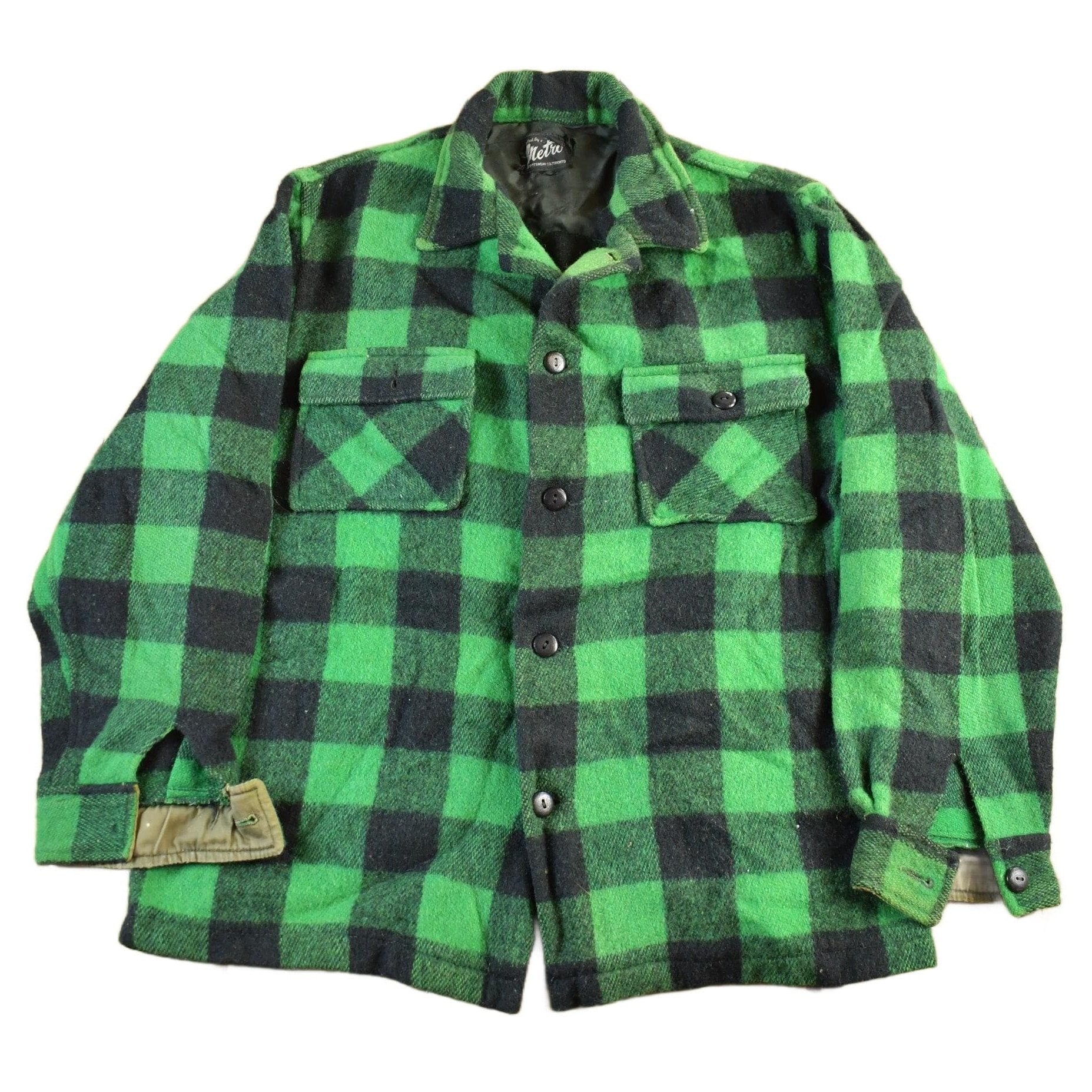 Other Clothing > Gender Neutral Adult Clothing > Jackets & Coats Vintage 1960s Metro Wool Flannel Shirt Jacket Men's Large