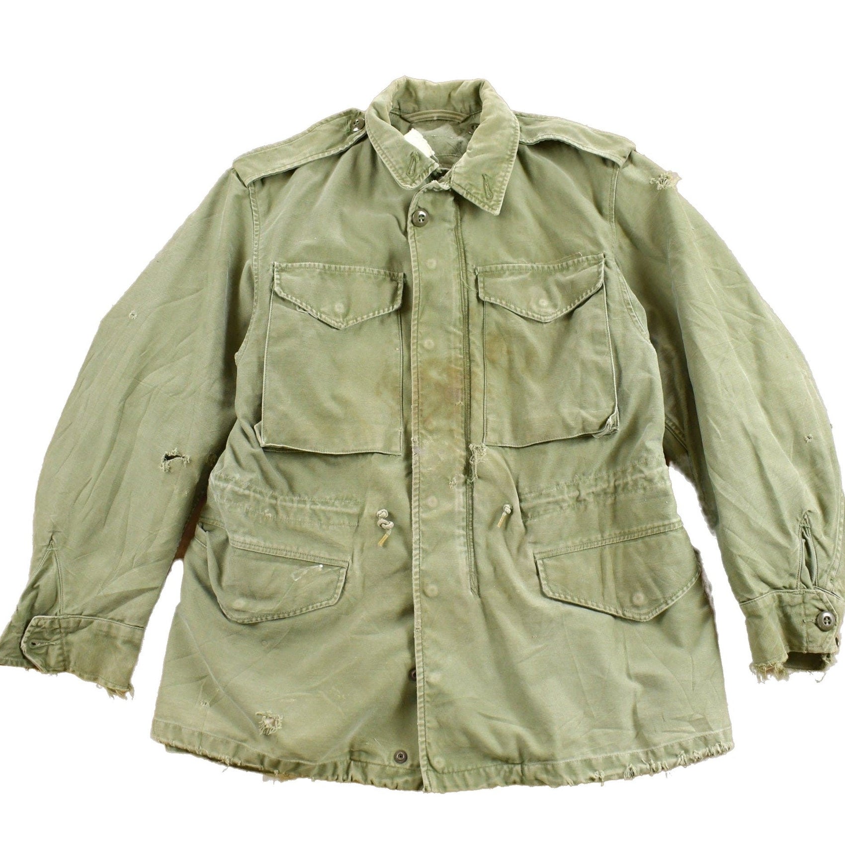 Other Clothing > Gender Neutral Adult Clothing > Jackets & Coats Vintage 1964 Army Military Sateen Field Jacket Men's Small Short