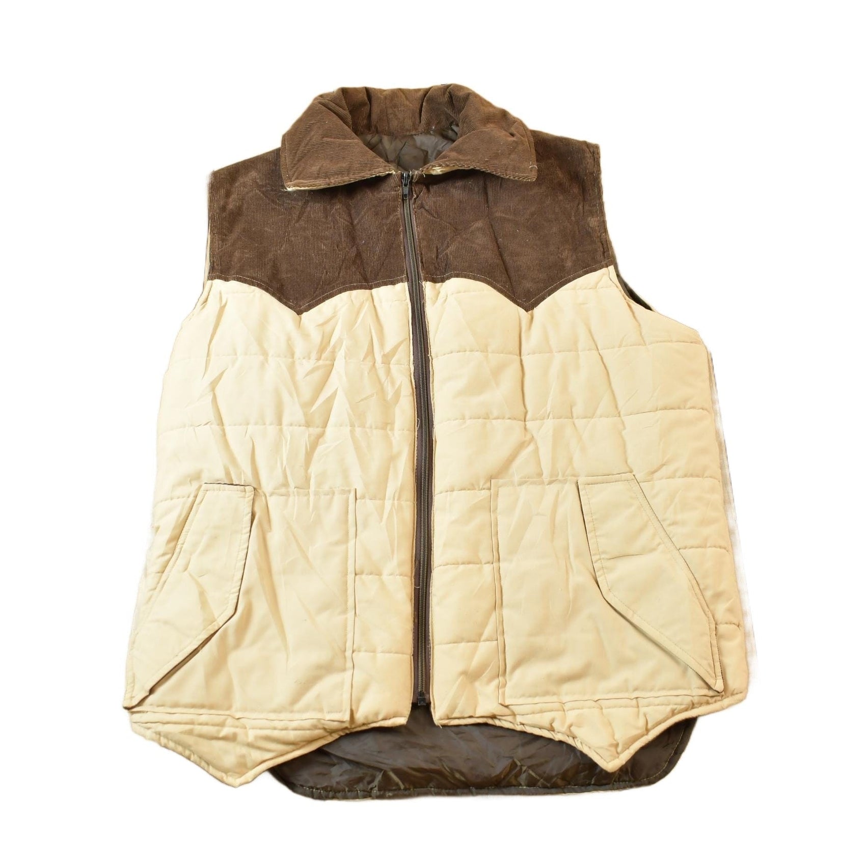 Other Clothing > Gender Neutral Adult Clothing > Jackets & Coats Vintage 1970s Brown & Cream Multicolour Vest Men's M