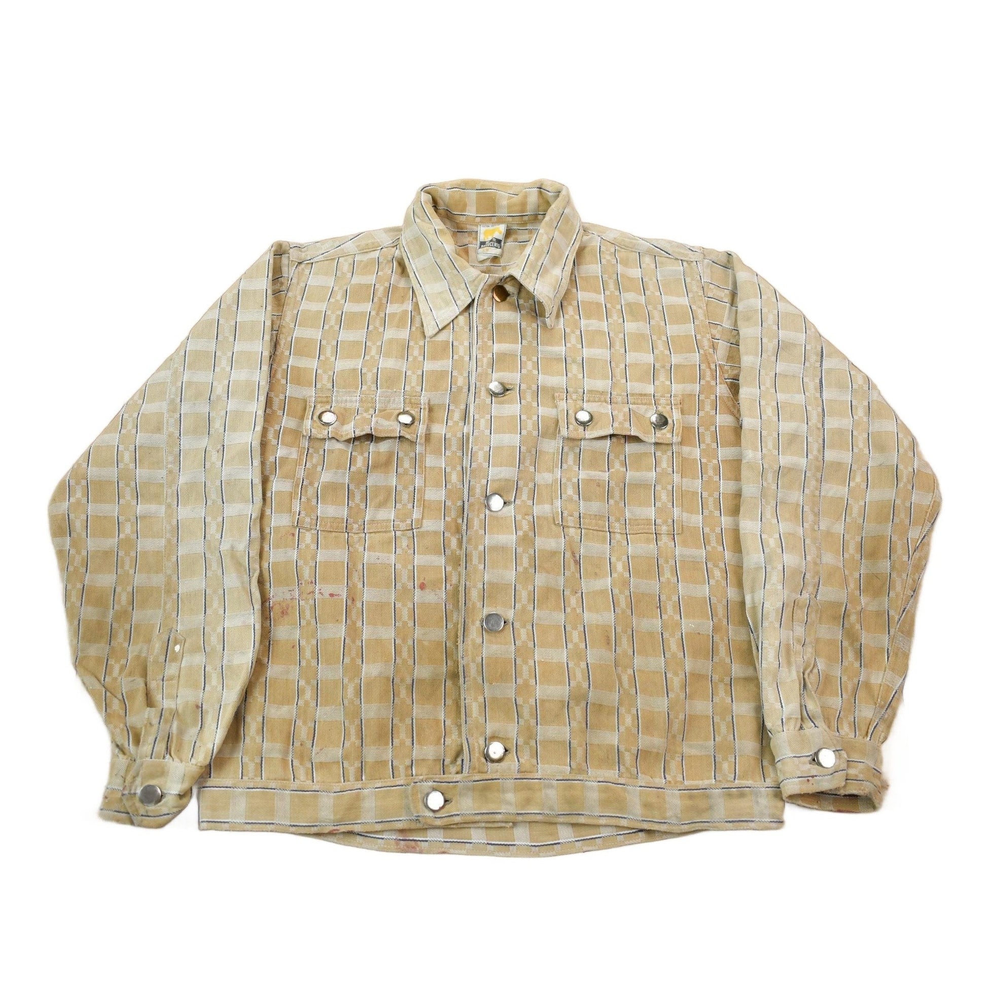 Other Clothing > Gender Neutral Adult Clothing > Jackets & Coats Vintage 1970s Rhinoceros Plaid Button Down Light Jacket Men's S