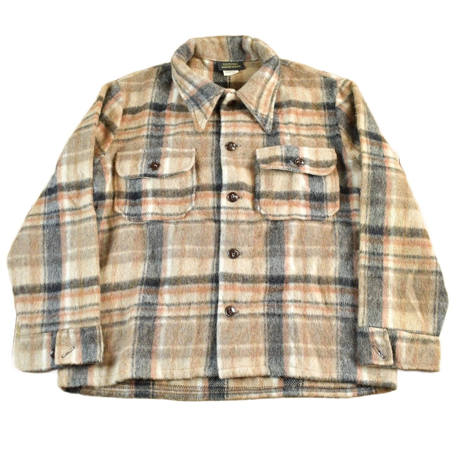 Other Clothing > Gender Neutral Adult Clothing > Jackets & Coats Vintage 1970s Snowwear Wool Flannel Shirt Jacket Men's M-L