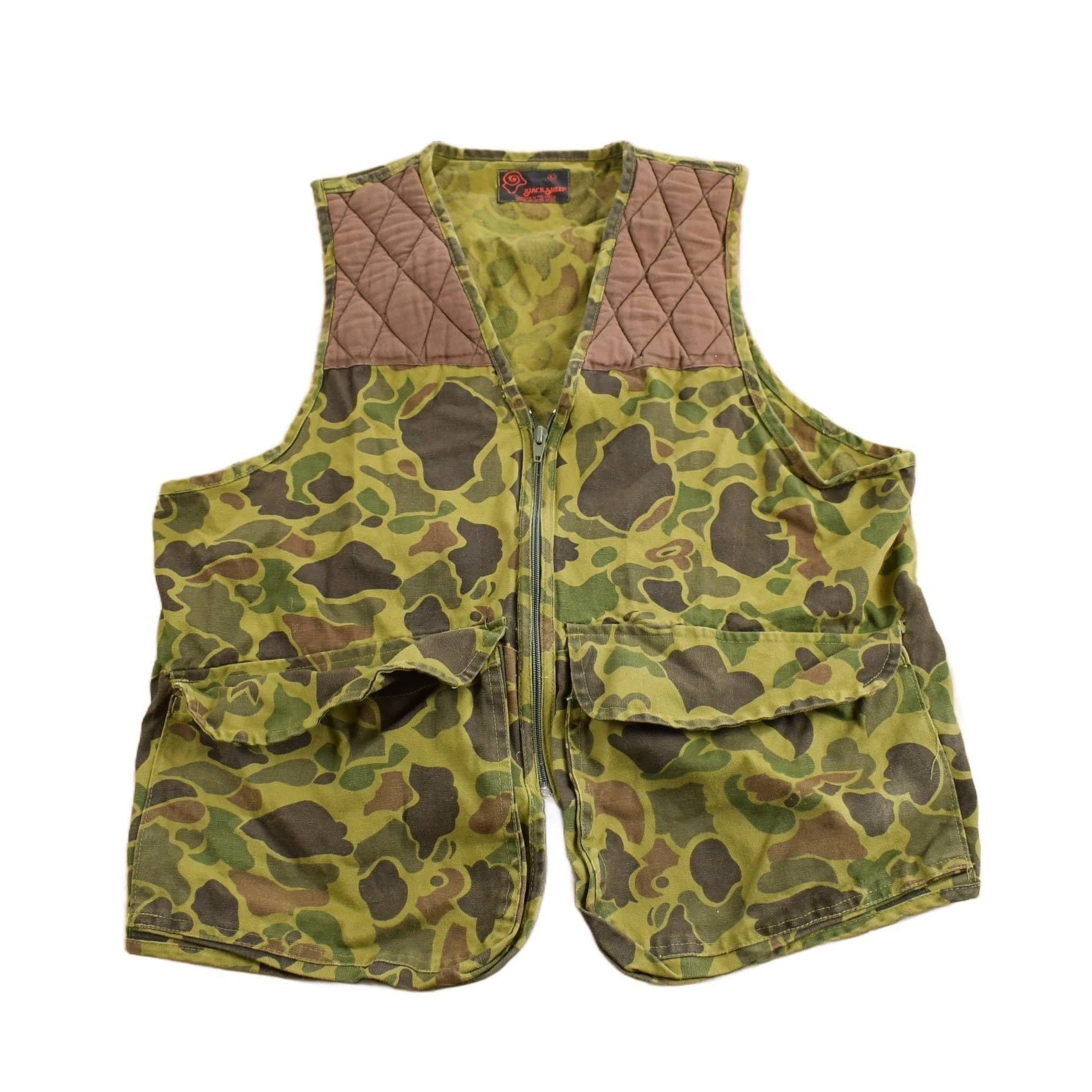 Other Clothing > Gender Neutral Adult Clothing > Jackets & Coats Vintage 1980s Black Sheep Duck Camo Hunting Vest Men's Medium