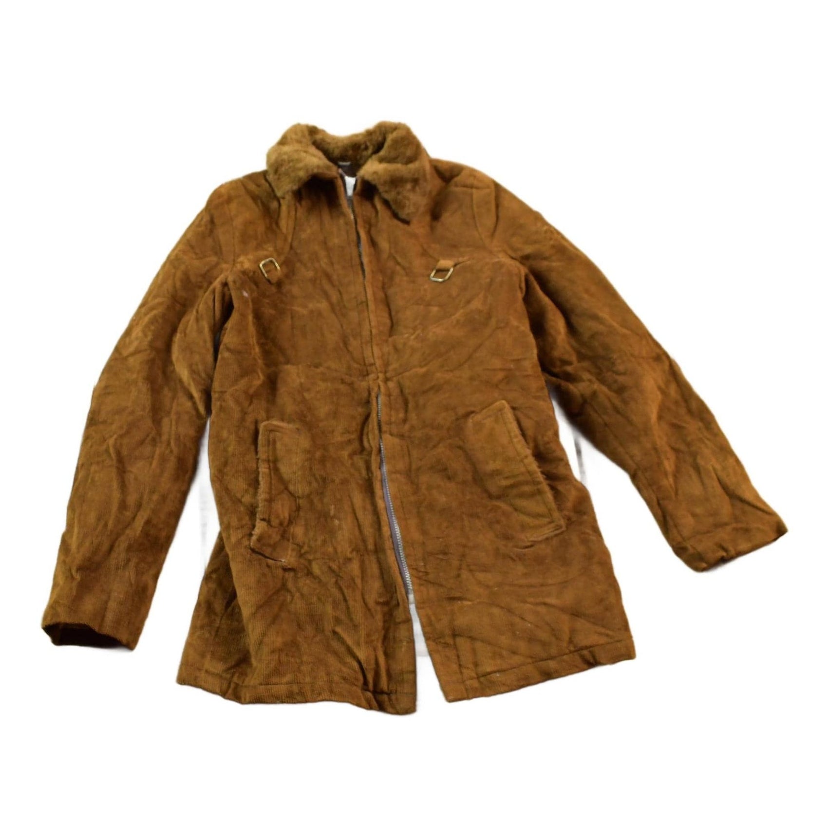 Other Clothing > Gender Neutral Adult Clothing > Jackets & Coats Vintage 1980s Brown Corduroy Zip Up Jacket Youth M