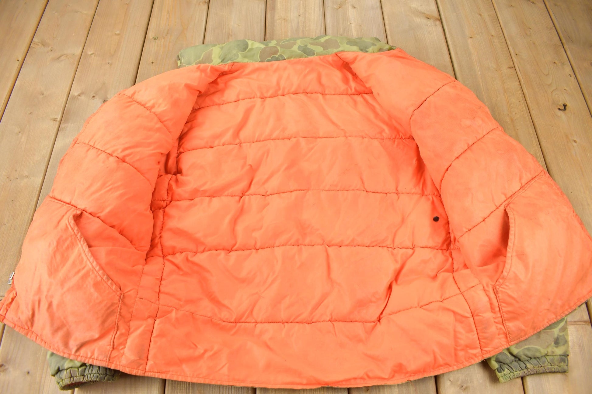 Other Clothing > Gender Neutral Adult Clothing > Jackets & Coats Vintage 1980s Frog Camo Reversible Hi Vis Hunting Jacket Men's XL