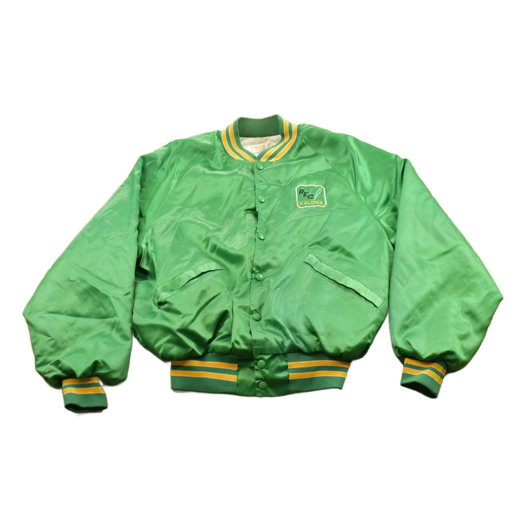Other Clothing > Gender Neutral Adult Clothing > Jackets & Coats Vintage 1980s Kalona Iowa Satin Bomber Jacket Men's Medium