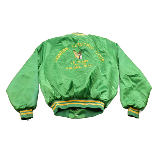 Other Clothing > Gender Neutral Adult Clothing > Jackets & Coats Vintage 1980s Kalona Iowa Satin Bomber Jacket Men's Medium