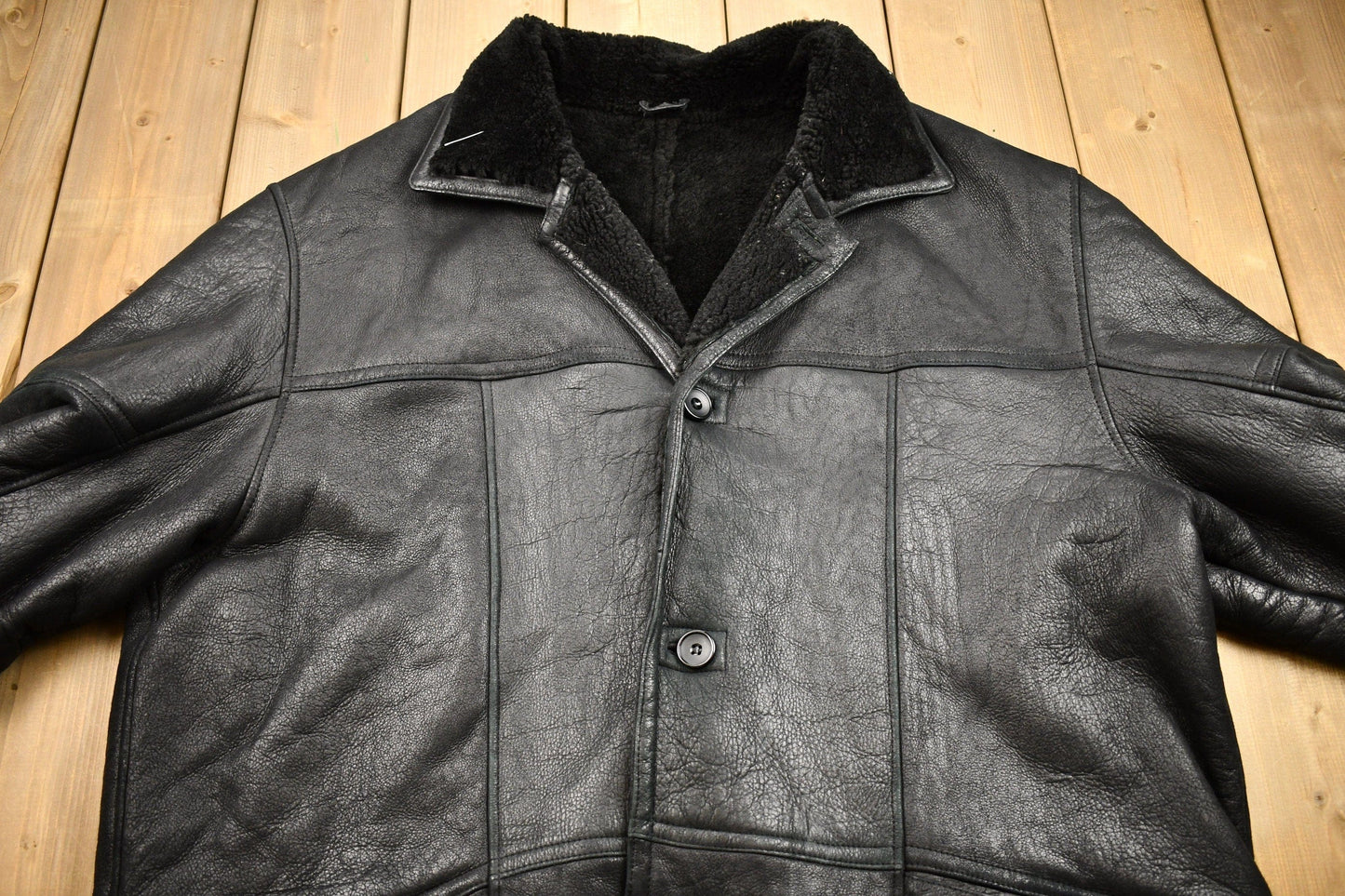 Other Clothing > Gender Neutral Adult Clothing > Jackets & Coats Vintage 1980s Pronto Uomo Leathers Oversized Leather Fleece Lined Jacket Men's 3XL