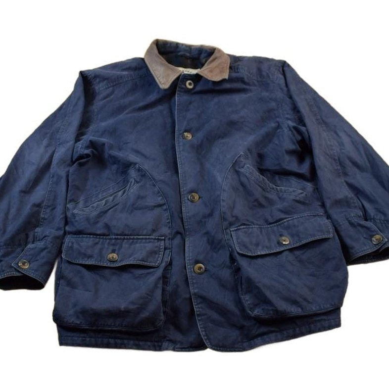 Other Clothing > Gender Neutral Adult Clothing > Jackets & Coats Vintage 1990s Aberdeen Chore Coat Leather Collar Jacket Men's L