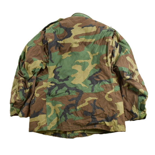 Other Clothing > Gender Neutral Adult Clothing > Jackets & Coats Vintage 1990s Army Woodland Camo Military Field Jacket Men's Large