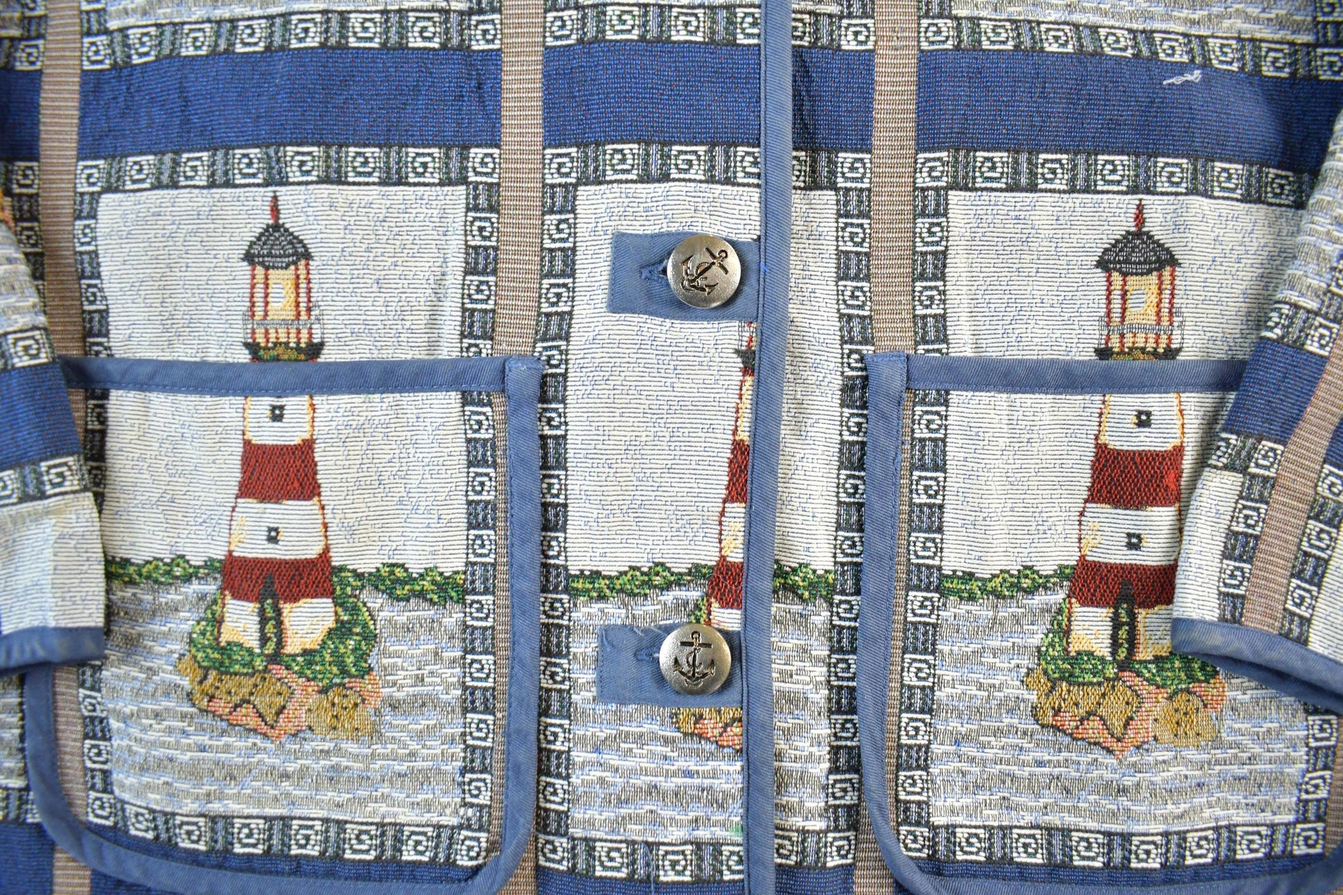 Other Clothing > Gender Neutral Adult Clothing > Jackets & Coats Vintage 1990s Blair Button Up Patch Work Tapestry Jacket Women's Large