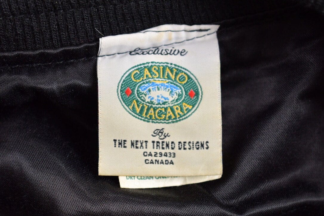 Other Clothing > Gender Neutral Adult Clothing > Jackets & Coats Vintage 1990s Casino Niagara Leather Varsity Jacket Men's Medium