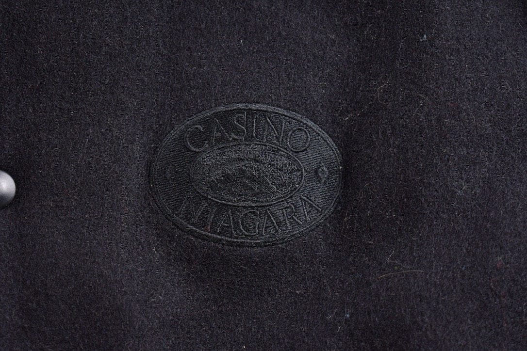 Other Clothing > Gender Neutral Adult Clothing > Jackets & Coats Vintage 1990s Casino Niagara Leather Varsity Jacket Men's Medium