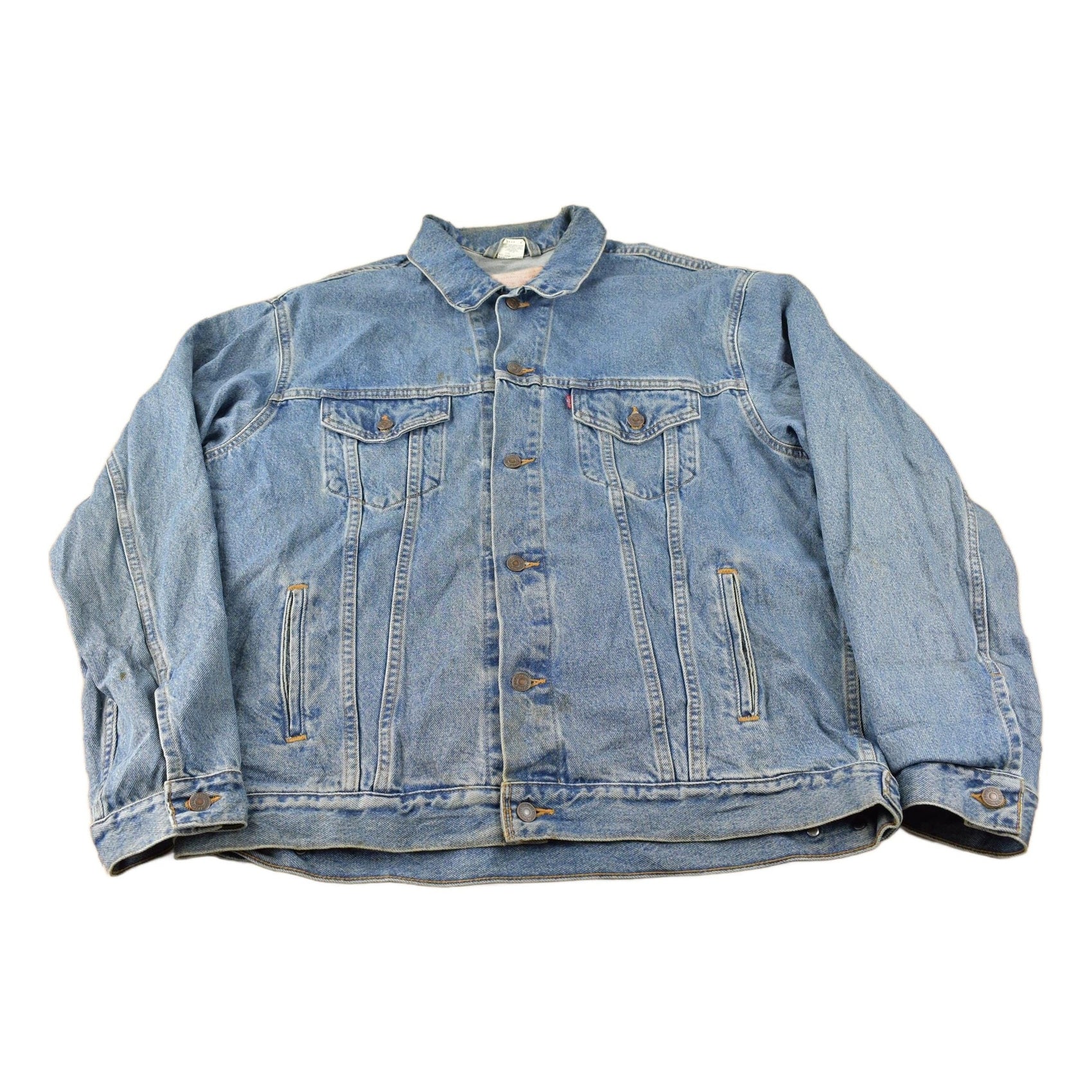 Other Clothing > Gender Neutral Adult Clothing > Jackets & Coats Vintage 1990s Distressed Jean Jacket Men's XL
