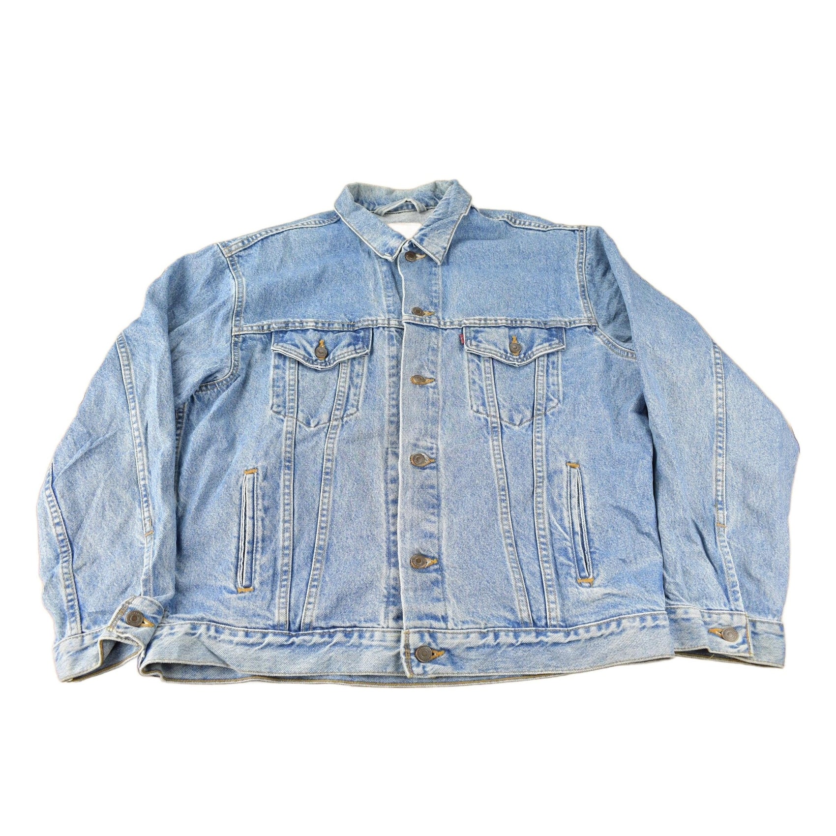 Other Clothing > Gender Neutral Adult Clothing > Jackets & Coats Vintage 1990s Distressed Jean Jacket Size XL Men's Large