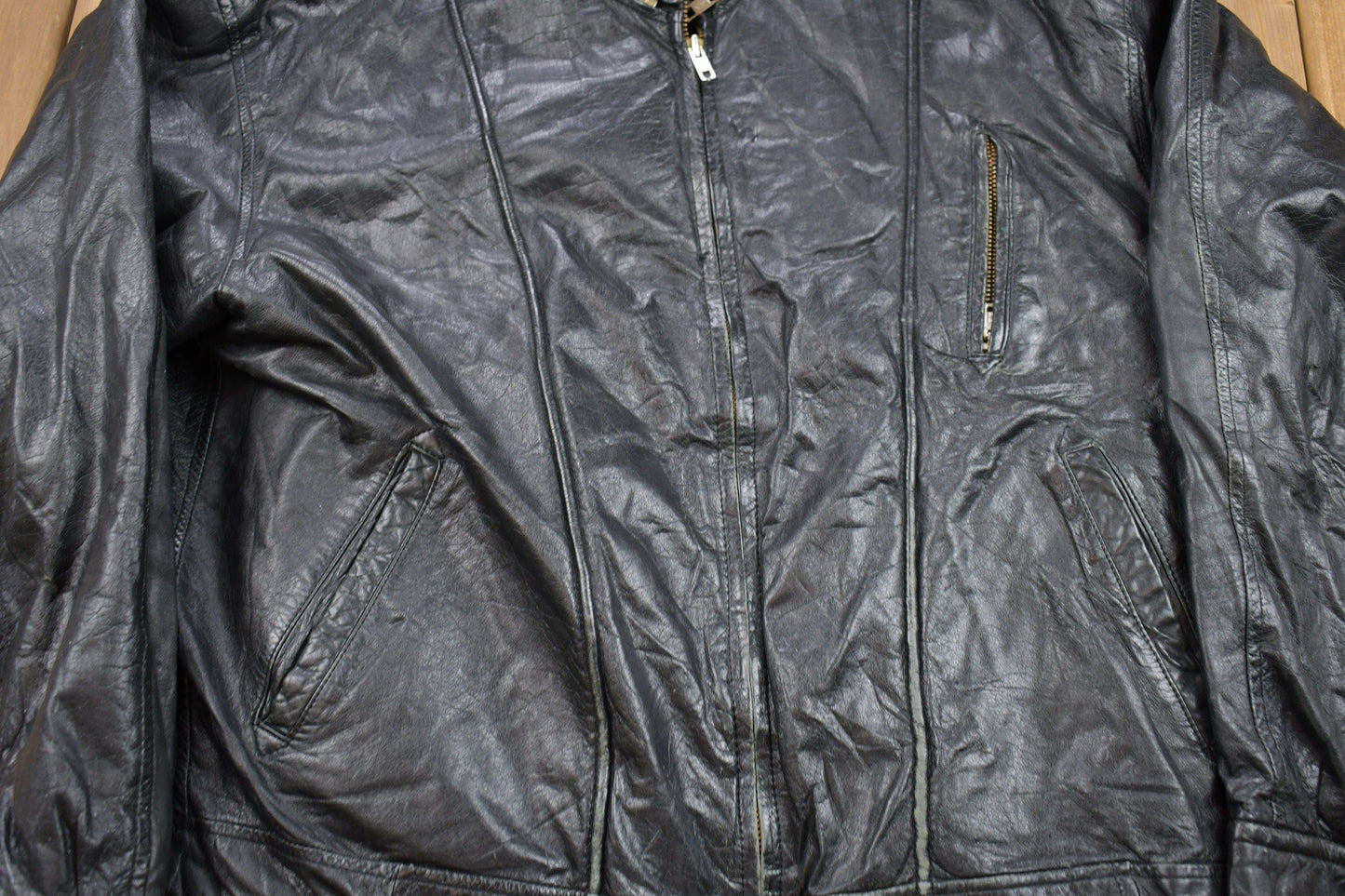 Other Clothing > Gender Neutral Adult Clothing > Jackets & Coats Vintage 1990s Lavion Leather Varsity Jacket Men's M