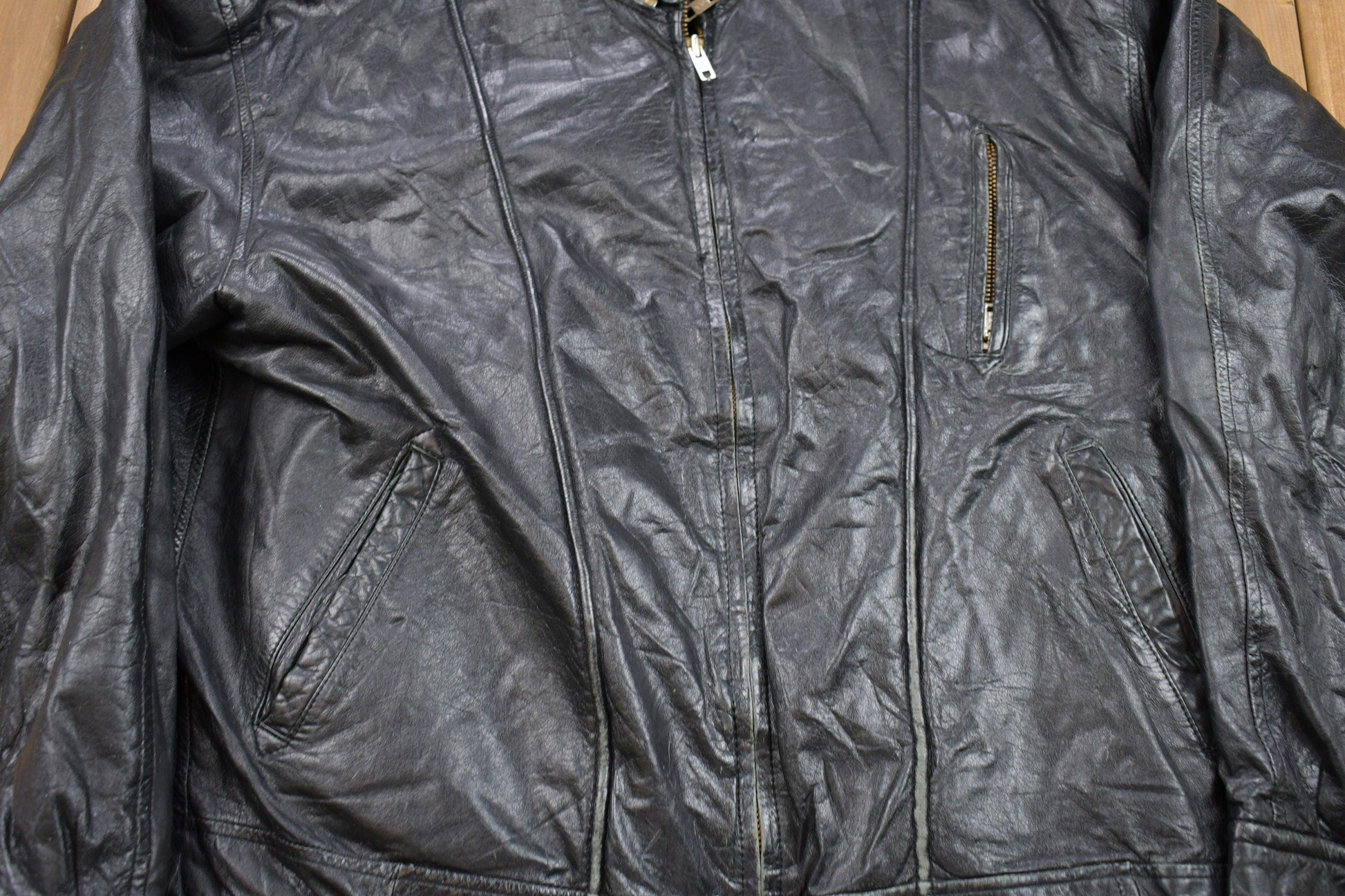 Other Clothing > Gender Neutral Adult Clothing > Jackets & Coats Vintage 1990s Lavion Leather Varsity Jacket Men's M