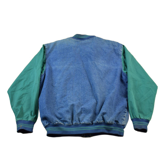 Other Clothing > Gender Neutral Adult Clothing > Jackets & Coats Vintage 1990s Luna Pier Denim Varsity Jacket Men's Large