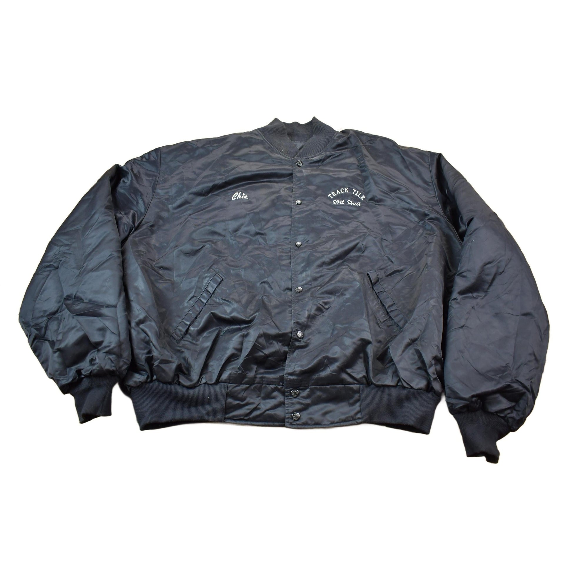 Other Clothing > Gender Neutral Adult Clothing > Jackets & Coats Vintage 1990s MTA New York City Transit Embroidered Snap Button Satin Jacket Made In USA Men's 2XL