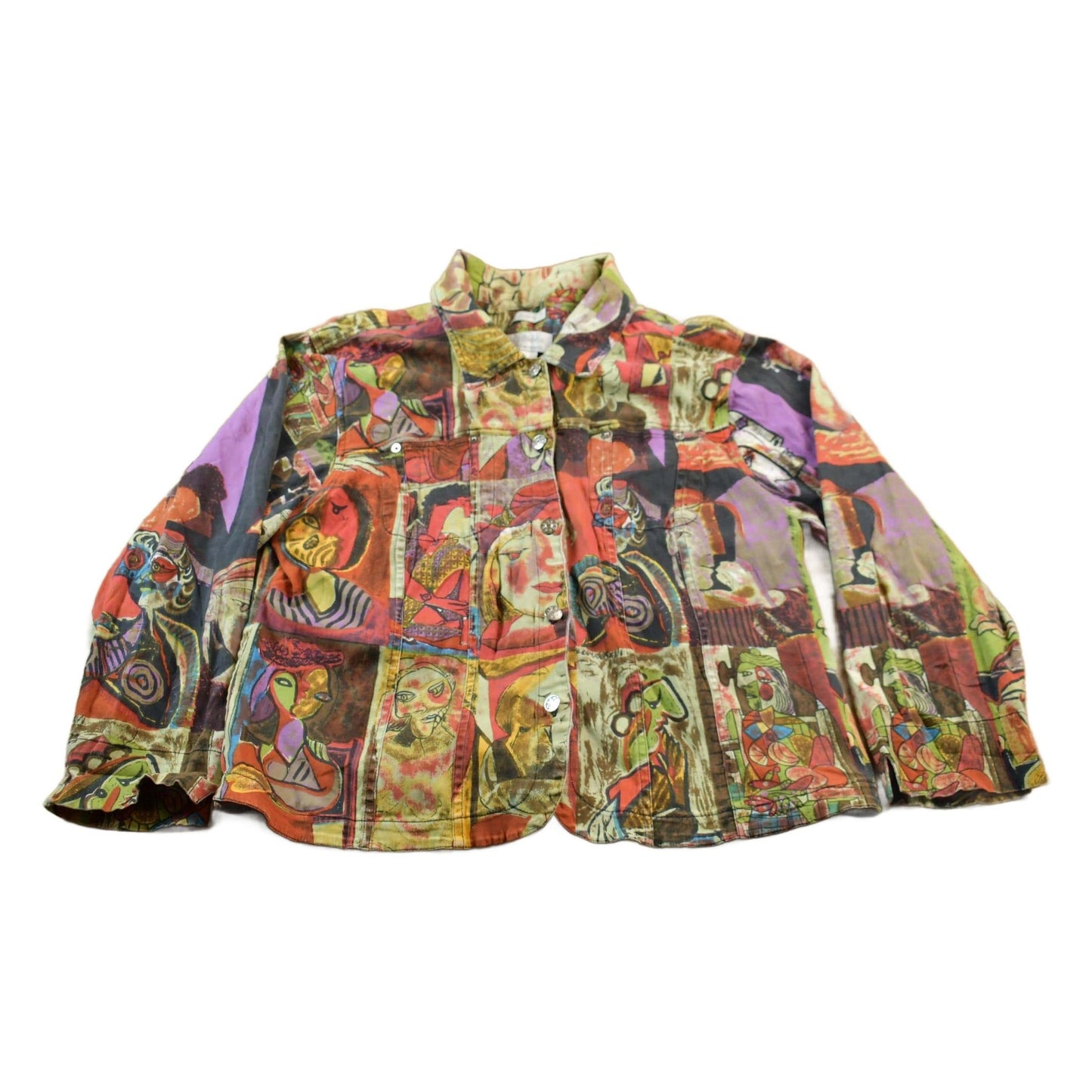 Other Clothing > Gender Neutral Adult Clothing > Jackets & Coats Vintage 1990s Pablo Picasso All Over Print Twill Jacket Women's XL