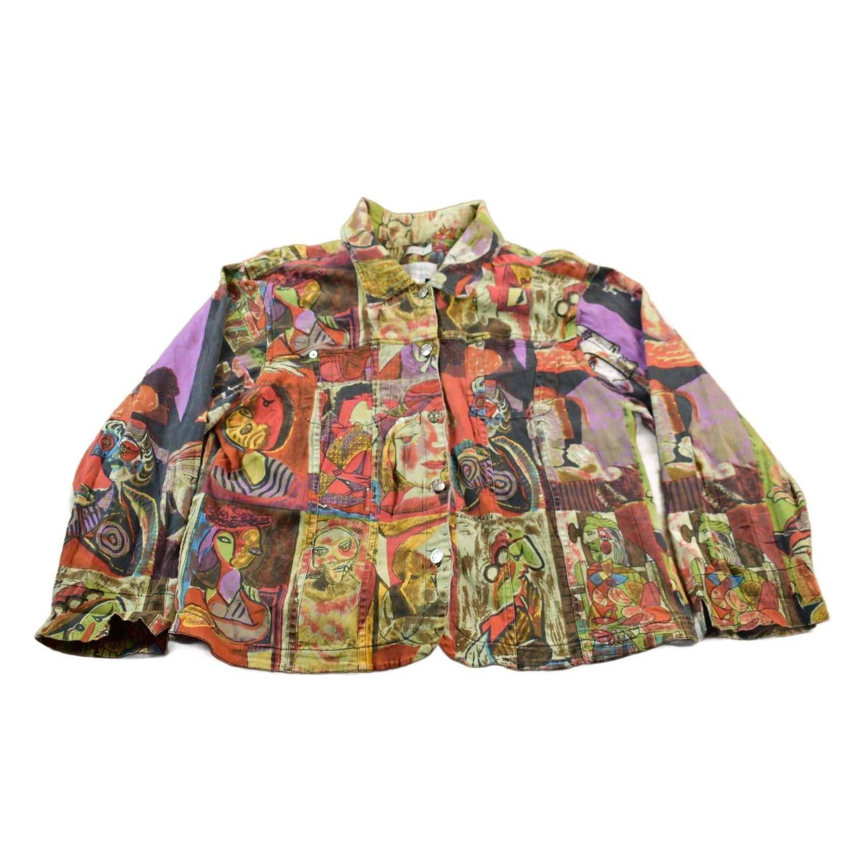 Other Clothing > Gender Neutral Adult Clothing > Jackets & Coats Vintage 1990s Pablo Picasso All Over Print Twill Jacket Women's XL
