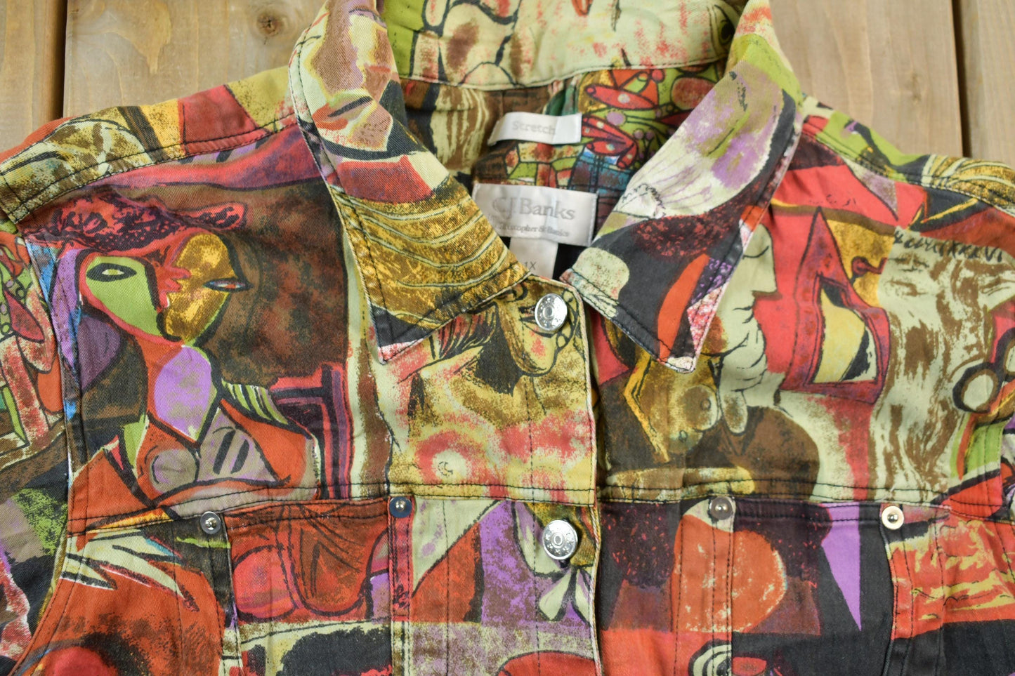 Other Clothing > Gender Neutral Adult Clothing > Jackets & Coats Vintage 1990s Pablo Picasso All Over Print Twill Jacket Women's XL