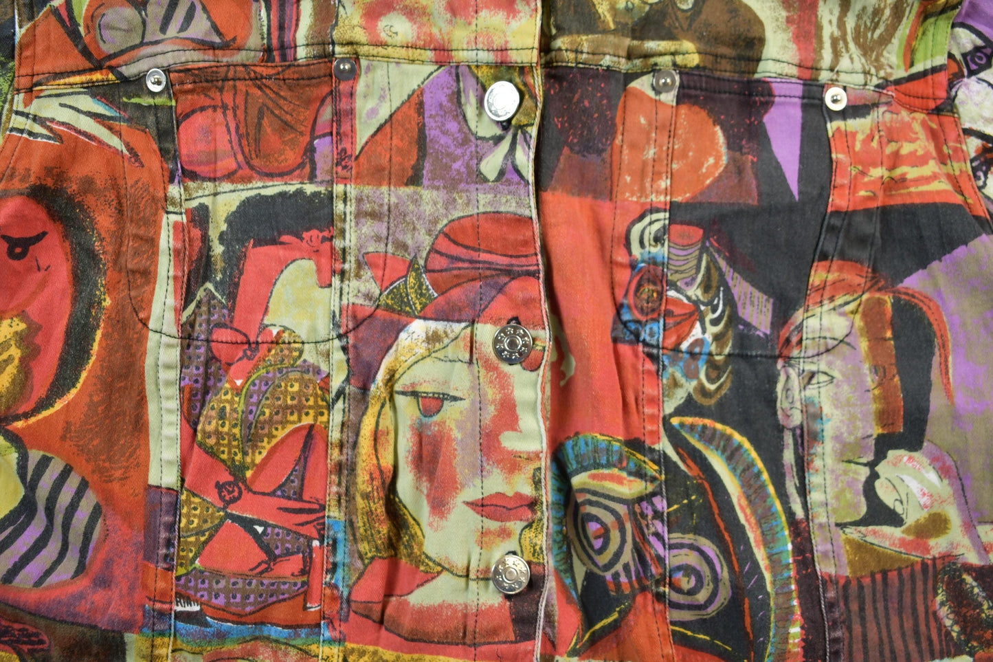 Other Clothing > Gender Neutral Adult Clothing > Jackets & Coats Vintage 1990s Pablo Picasso All Over Print Twill Jacket Women's XL