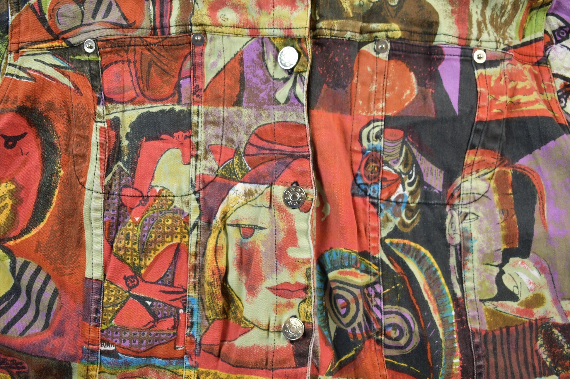 Other Clothing > Gender Neutral Adult Clothing > Jackets & Coats Vintage 1990s Pablo Picasso All Over Print Twill Jacket Women's XL