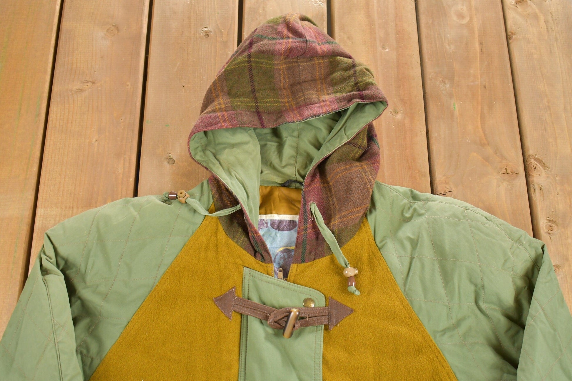 Other Clothing > Gender Neutral Adult Clothing > Jackets & Coats Vintage 1990s Utex Hooded Field Jacket Plaid Wool Men's Large