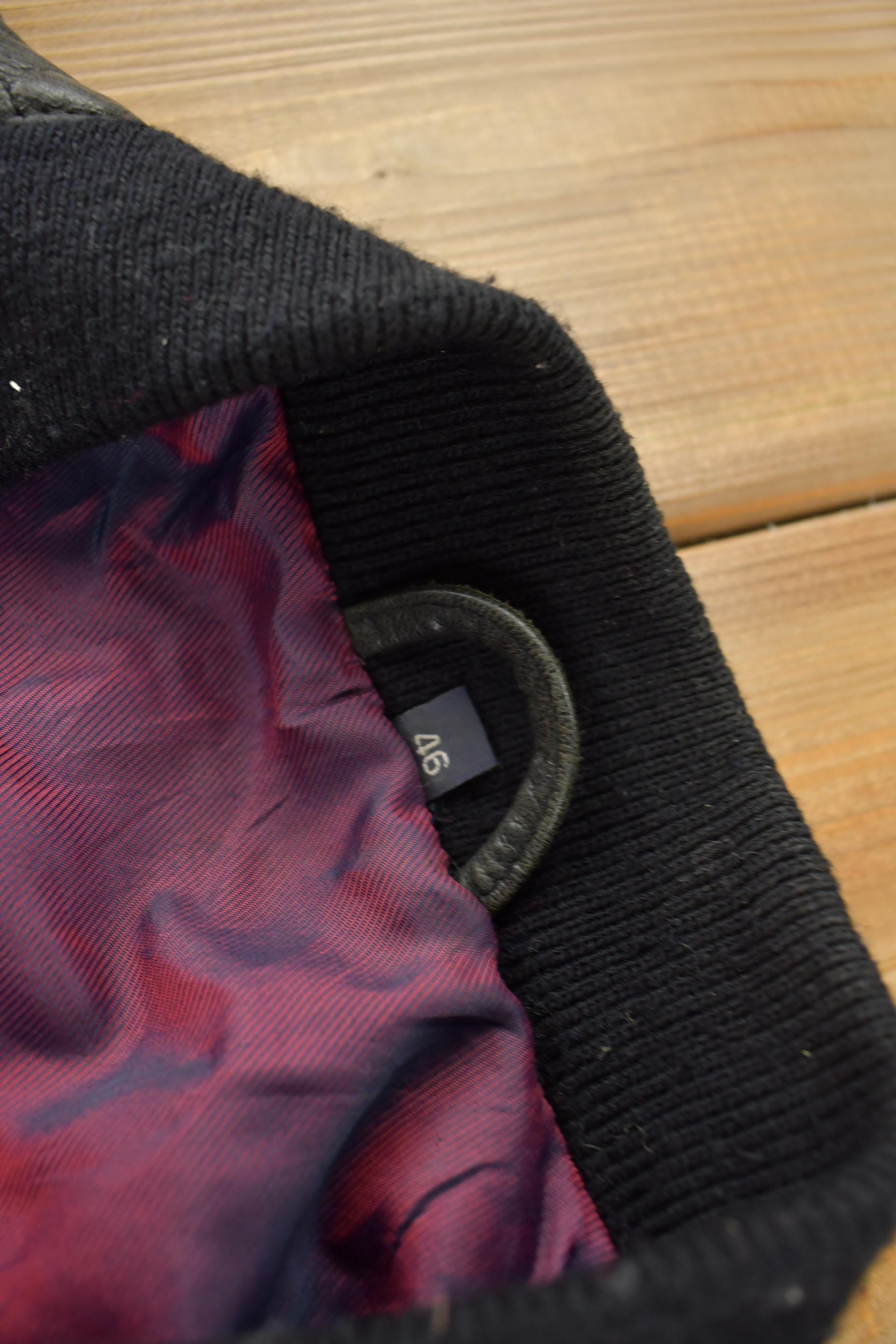 Other Clothing > Gender Neutral Adult Clothing > Jackets & Coats Vintage 1990s Wilson Golf & Tennis Team Embroidered Leather Bomber Jacket Men's Large