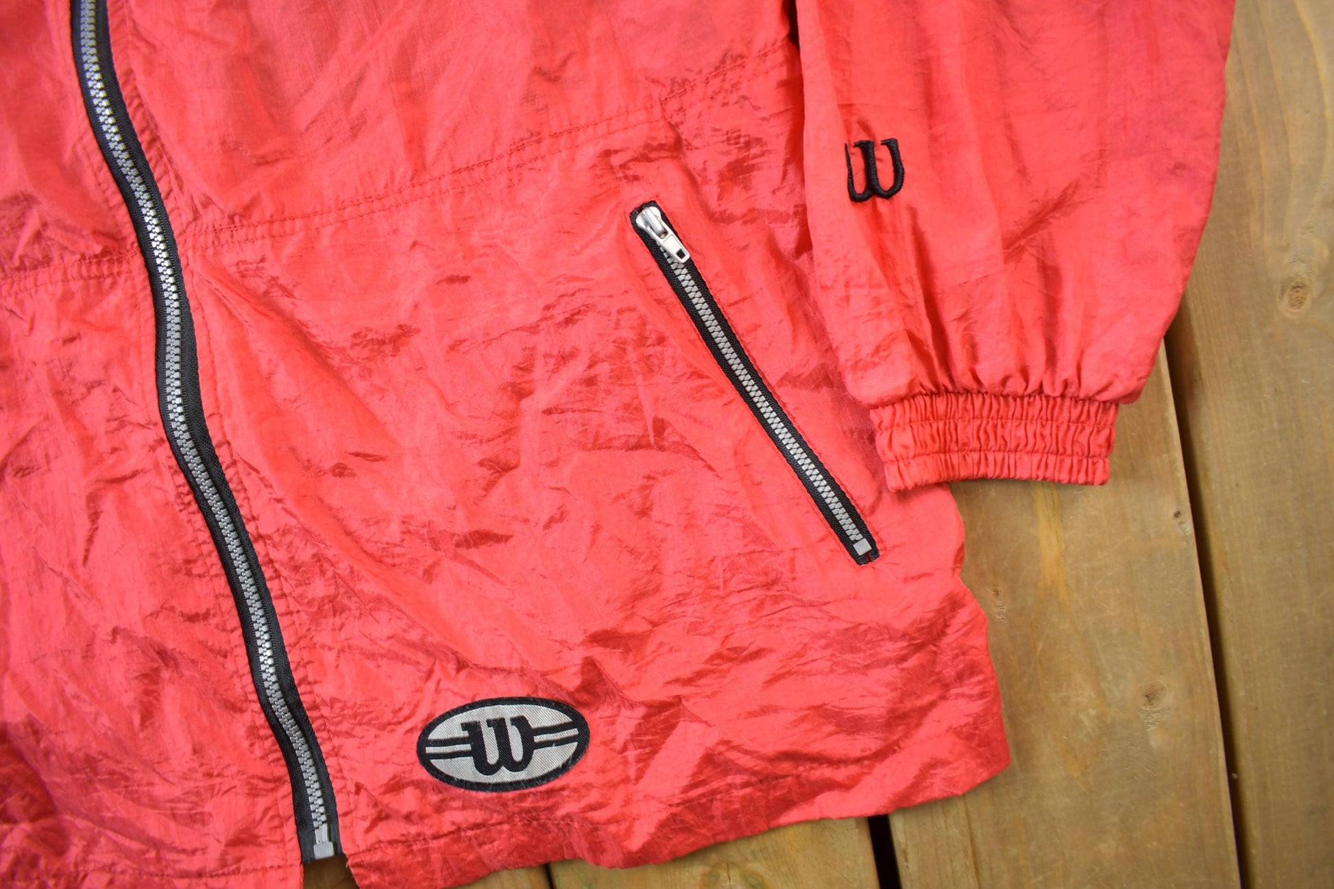 Other Clothing > Gender Neutral Adult Clothing > Jackets & Coats Vintage 1990s Wilson Red Windbreaker Jacket Men's Medium