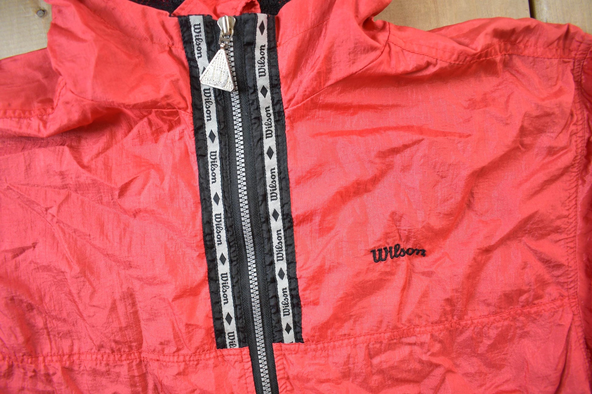 Other Clothing > Gender Neutral Adult Clothing > Jackets & Coats Vintage 1990s Wilson Red Windbreaker Jacket Men's Medium