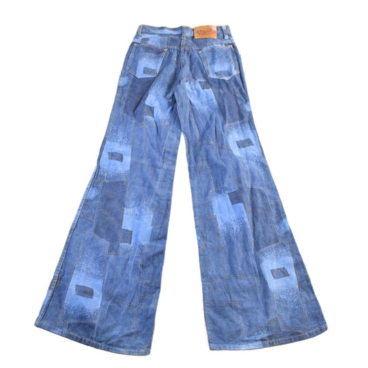 Other Clothing > Gender Neutral Adult Clothing > Jeans Vintage 1990s Rival Bell Bottom Flare Patchwork Denim Jeans Pants Women's Size 26 x 32