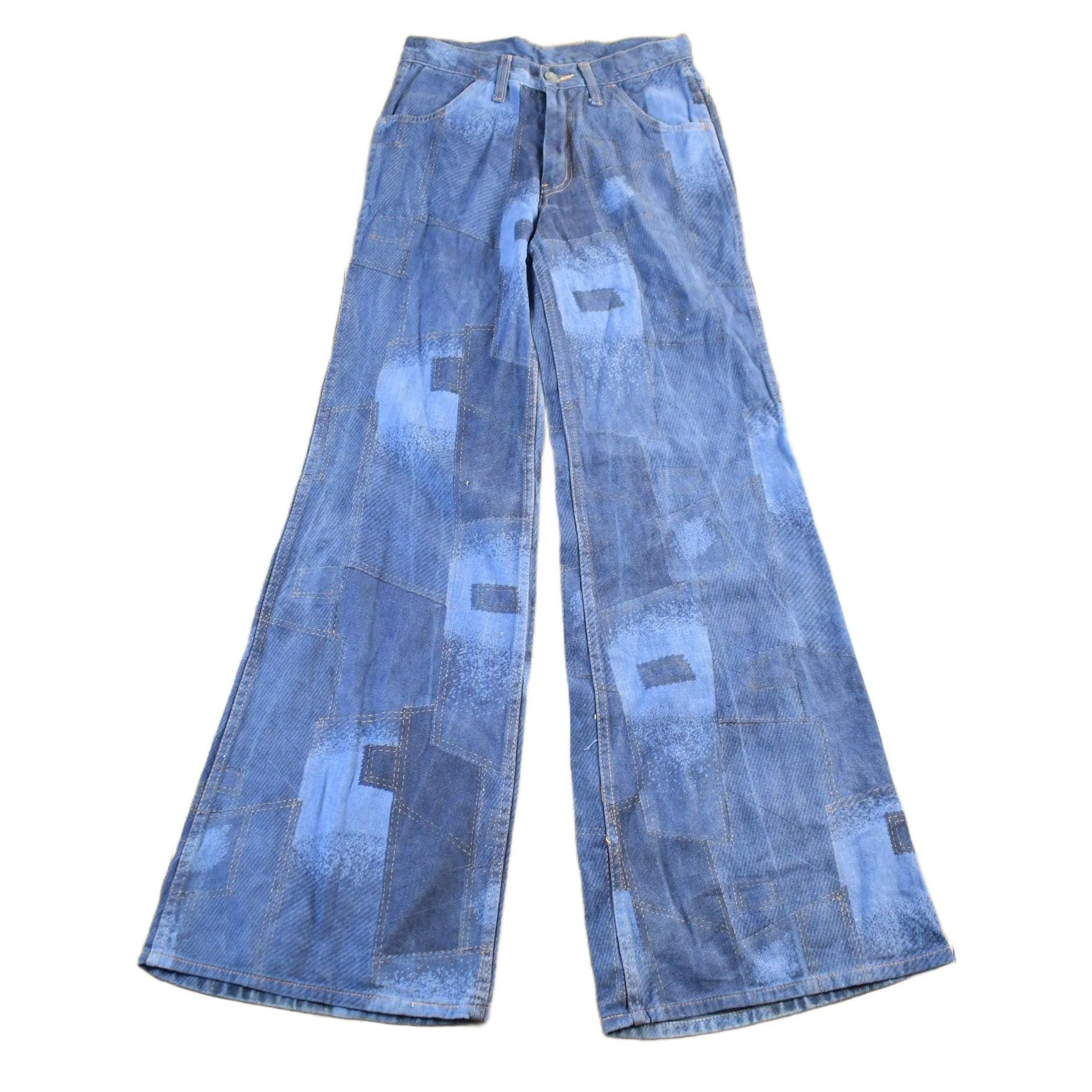 Other Clothing > Gender Neutral Adult Clothing > Jeans Vintage 1990s Rival Bell Bottom Flare Patchwork Denim Jeans Pants Women's Size 26 x 32