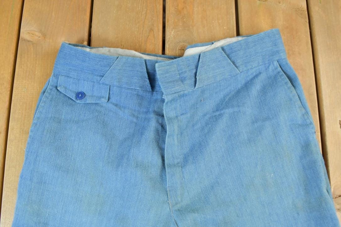 Other Clothing > Gender Neutral Adult Clothing > Pants Vintage 1960s Blue Bell Bottom Pants Men's 36 x 29