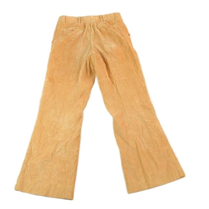 Other Clothing > Gender Neutral Adult Clothing > Pants Vintage 1960s Tan Bell Bottom Corduroy Pants Men's 28 x 30