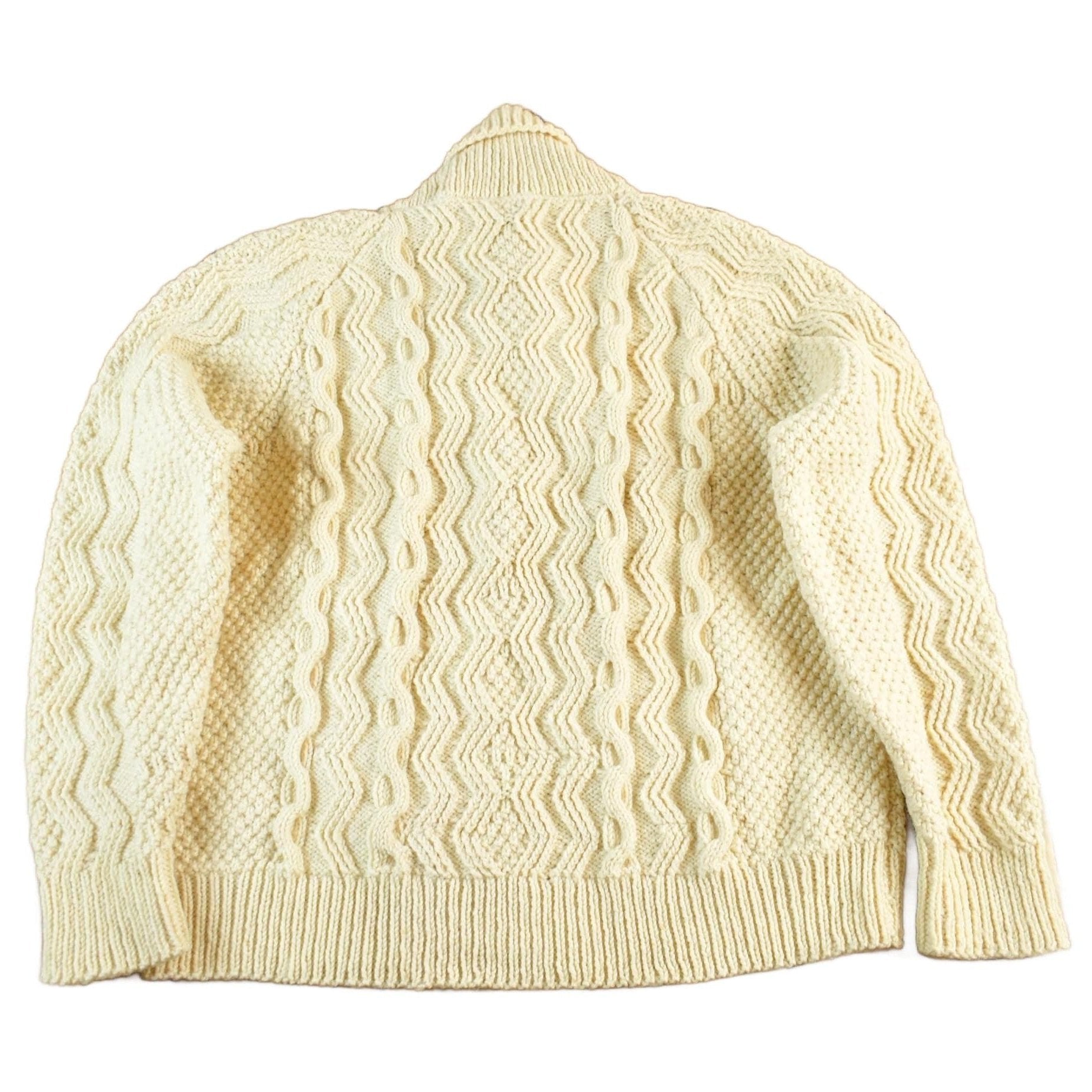 Other Clothing > Gender Neutral Adult Clothing > Sweaters Vintage 1980s Wool Cable Knit Shawl Collar Sweater Women's Medium