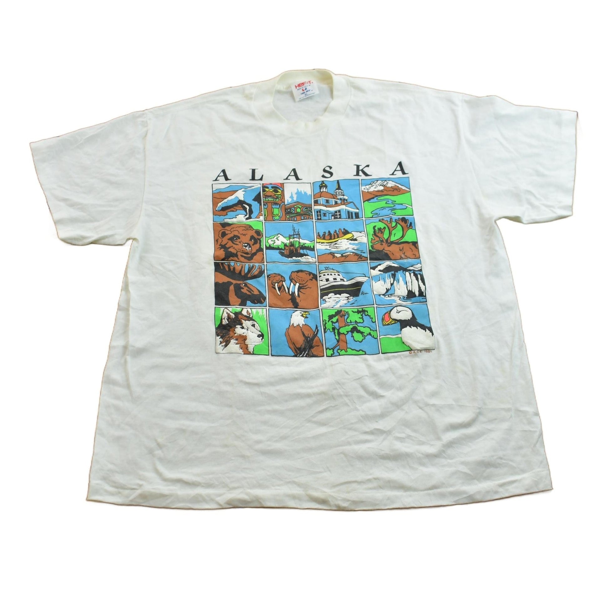 Other Clothing > Gender Neutral Adult Clothing > Tops & Tees > T Shirts Vintage 1980s Alaska Animal Theme Souvenir T-Shirt Men's Large
