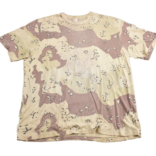 Other Clothing > Gender Neutral Adult Clothing > Tops & Tees > T Shirts Vintage 1980s American Veteran Graphic Desert Camo T Shirt Men's Large