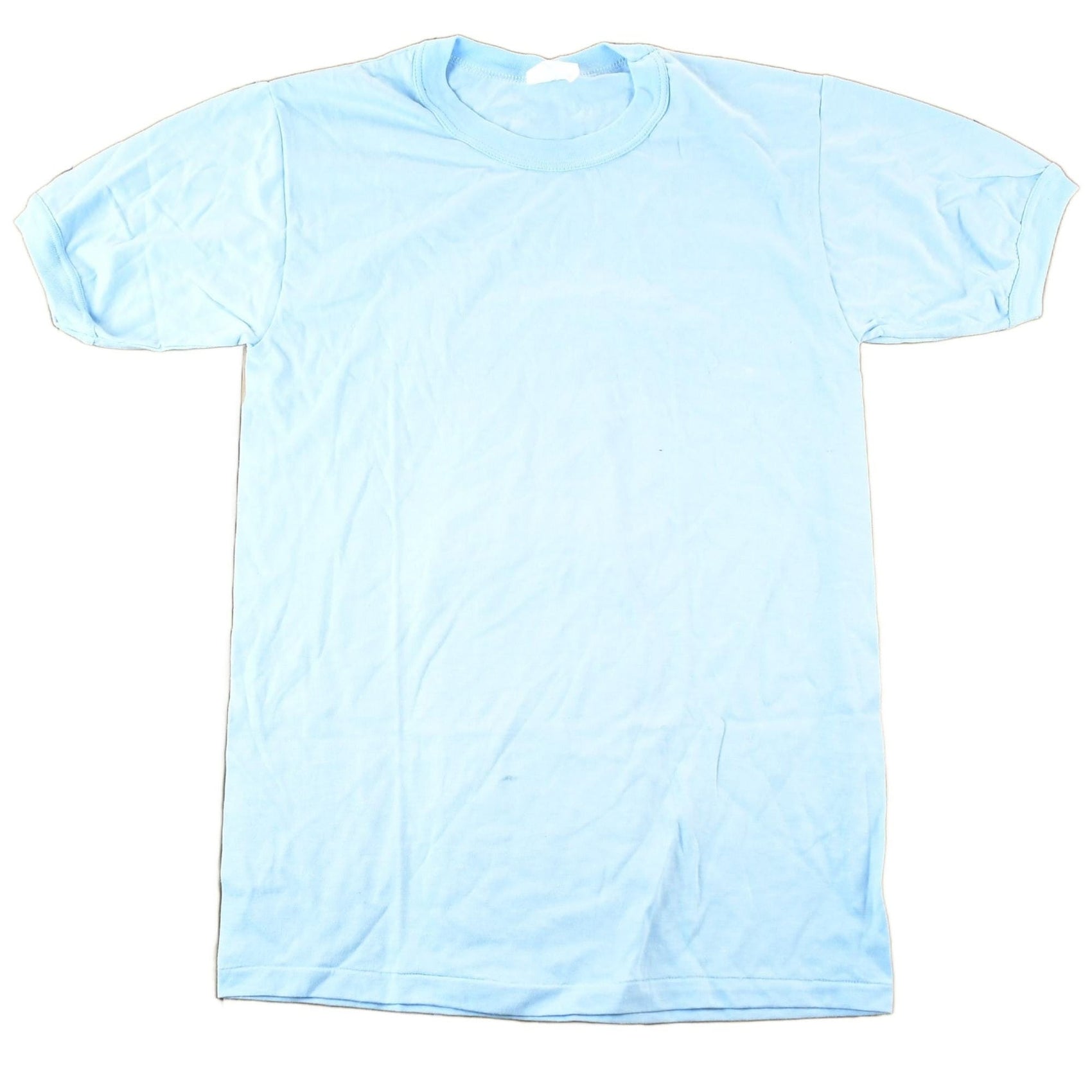 Other Clothing > Gender Neutral Adult Clothing > Tops & Tees > T Shirts Vintage 1980s Bonne Experience Baby Blue Blank Ringer Sleeve T-Shirt Mens S