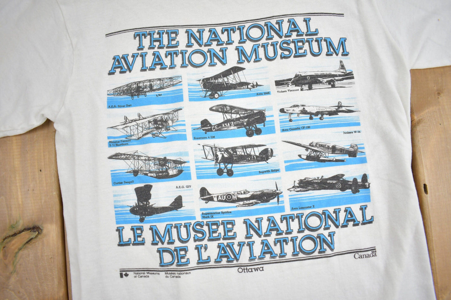 Other Clothing > Gender Neutral Adult Clothing > Tops & Tees > T Shirts Vintage 1980s The National Aviation Museum Of Canada Graphic T Shirt Men's Small