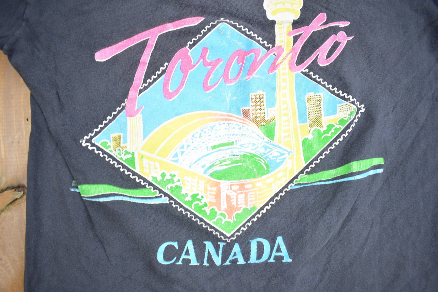 Other Clothing > Gender Neutral Adult Clothing > Tops & Tees > T Shirts Vintage 1980s Toronto Canada Graphic Souvenir T Shirt Men's Small/ Streetwear / Vacation Tee / Travel T Shirt / Single Stitch / Made In Canada