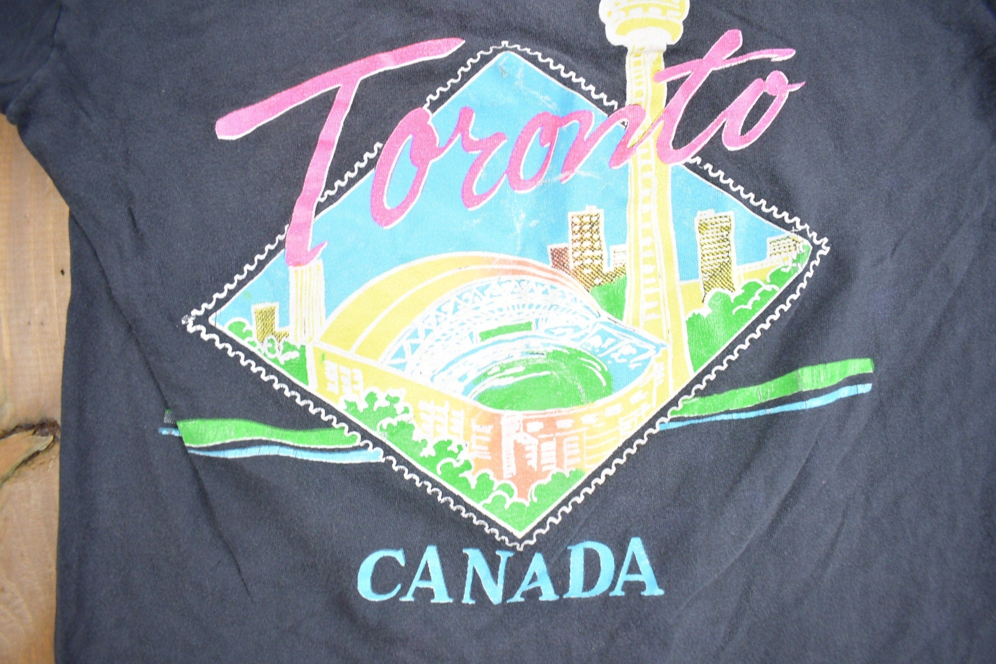 Other Clothing > Gender Neutral Adult Clothing > Tops & Tees > T Shirts Vintage 1980s Toronto Canada Graphic Souvenir T Shirt Men's Small/ Streetwear / Vacation Tee / Travel T Shirt / Single Stitch / Made In Canada