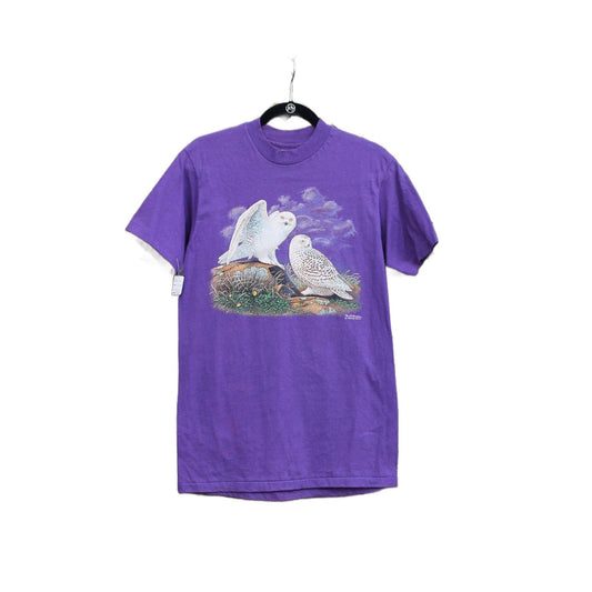 Other Clothing > Gender Neutral Adult Clothing > Tops & Tees > T Shirts Vintage 1980s White Owl Theme Graphic T-Shirt Men's Medium